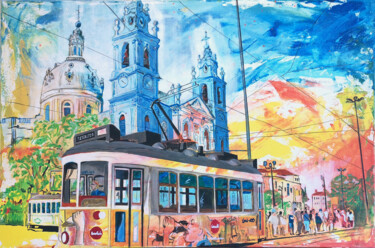 Картина под названием "Lisboa, Basílica da…" - Ivo Antunes, Подлинное произведение искусства, Акрил Установлен на Деревянная…