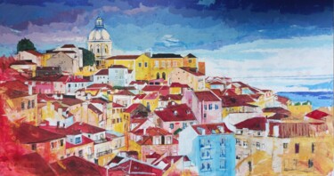 "Lisboa, Alfama" başlıklı Tablo Ivo Antunes tarafından, Orijinal sanat, Akrilik Ahşap Sedye çerçevesi üzerine monte edilmiş