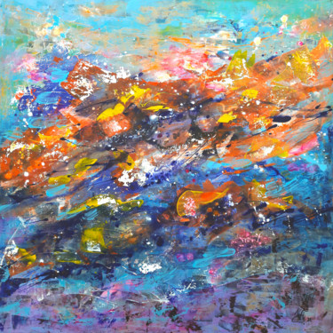 Flaming Waves Peinture intitulée "Flaming Waves" par Irina Vladau, Œuvre d'art originale, Acrylique Monté sur Châssis
