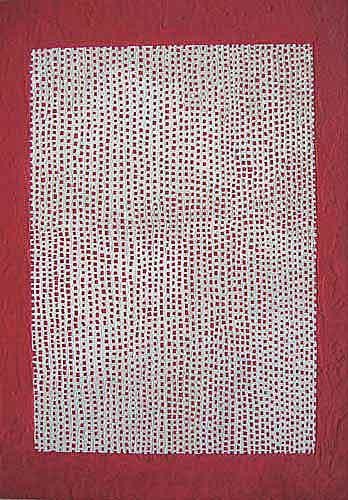 Peinture intitulée "Carreaux rouges" par Isabelle Weber, Œuvre d'art originale