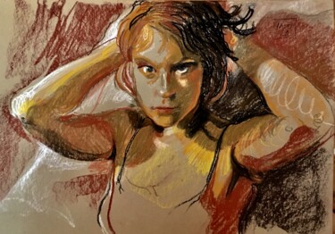 Peinture intitulée "portrait" par Iwona Altmajer, Œuvre d'art originale, Pastel