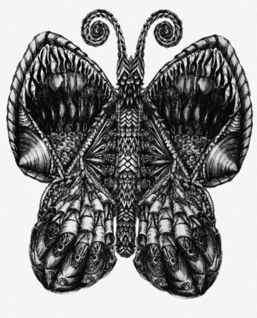 Dibujo titulada "Butterfly" por Iwona Nyka, Obra de arte original, Bolígrafo