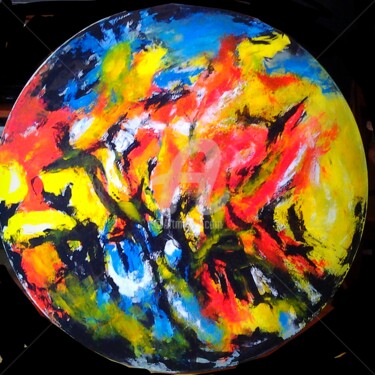 Peinture intitulée "Toile  ronde" par Is, Œuvre d'art originale, Acrylique