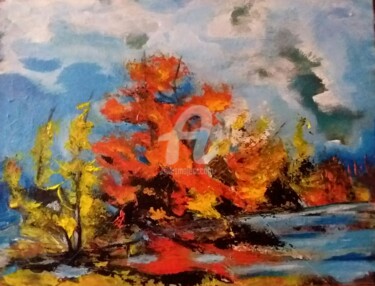 Painting titled "Paysage" by Is, Original Artwork, Acrylic