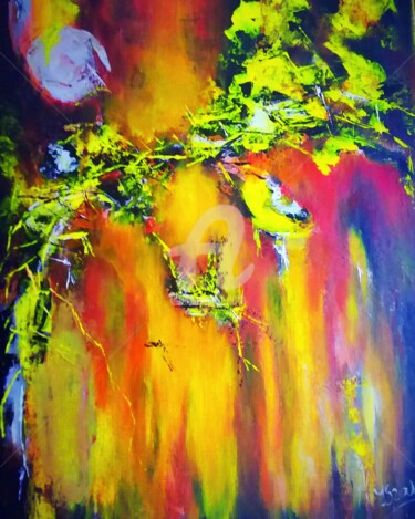 Peinture intitulée "Forêt  tropicale" par Is, Œuvre d'art originale, Acrylique