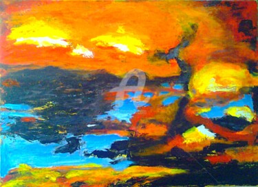 Peinture intitulée "Le ciel" par Is, Œuvre d'art originale, Acrylique