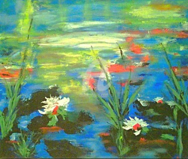 Painting titled "Fleurs  flottantes" by Is, Original Artwork, Acrylic