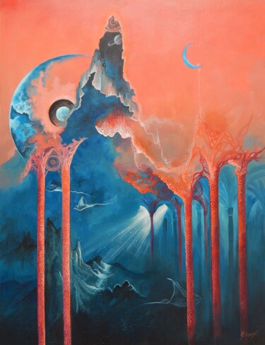 Malarstwo zatytułowany „Podowodna katedra” autorstwa Iwona Szmist, Oryginalna praca, Olej