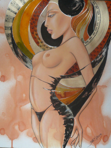 Pintura intitulada "Afrodyta II" por Iwona Wierkowska-Rogowska, Obras de arte originais, Aquarela