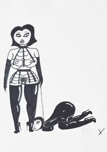 Dessin intitulée "Submissive" par Ix, Œuvre d'art originale, Marqueur