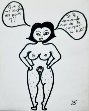 Dessin intitulée "Mes poils" par Ix, Œuvre d'art originale, Marqueur