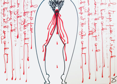 Dessin intitulée "Menstruations" par Ix, Œuvre d'art originale, Marqueur