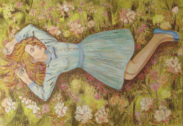 Peinture intitulée "La paresse" par Ixia, Œuvre d'art originale, Huile