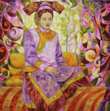 Peinture intitulée "Princesse d'automne" par Ixia, Œuvre d'art originale, Huile