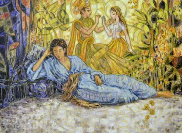 Painting titled "Rêve indien" by Ixia, Original Artwork