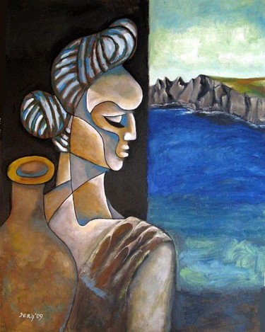 Картина под названием "Woman with Jug" - Ixygon, Подлинное произведение искусства, Масло