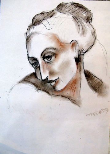 Картина под названием "Woman's Head" - Ixygon, Подлинное произведение искусства, Масло