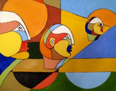 Картина под названием "Three Heads" - Ixygon, Подлинное произведение искусства