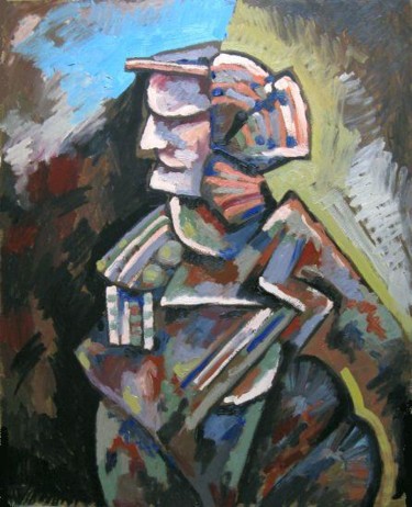 Картина под названием "Figure (old woman)" - Ixygon, Подлинное произведение искусства, Масло
