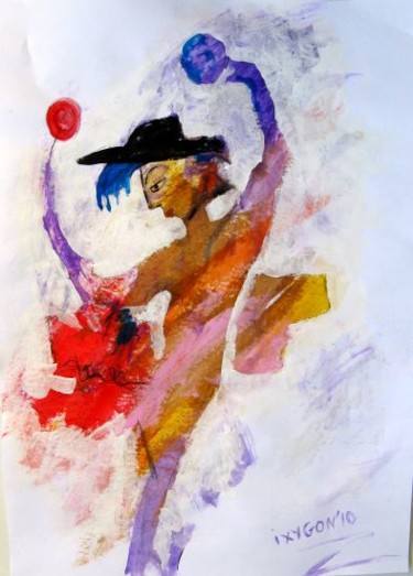 Painting titled "Dancer" by Ixygon, Original Artwork, Oil