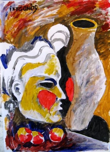 Картина под названием "Woman@Jug" - Ixygon, Подлинное произведение искусства, Масло