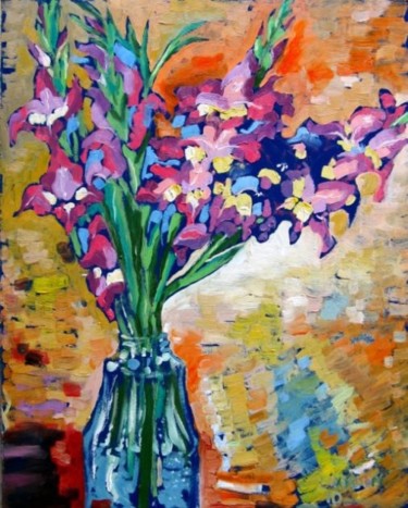 Картина под названием "Gladiolus" - Ixygon, Подлинное произведение искусства, Масло