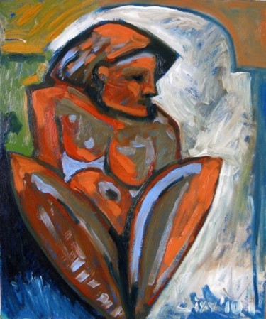 Картина под названием "Sitting Woman" - Ixygon, Подлинное произведение искусства, Масло