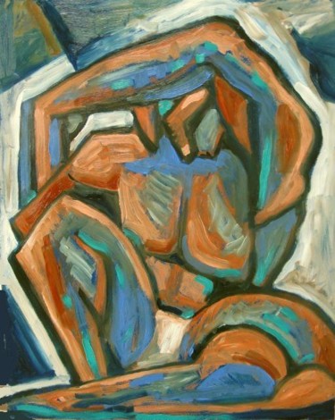Painting titled "Sitting Man" by Ixygon, Original Artwork, Oil