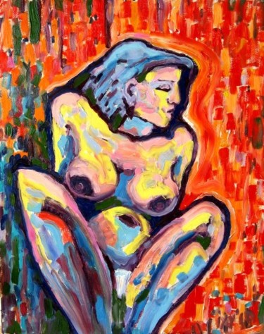 Картина под названием "Sitting Woman-3" - Ixygon, Подлинное произведение искусства, Масло