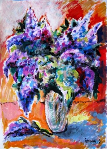 Картина под названием "Lilac" - Ixygon, Подлинное произведение искусства, Масло