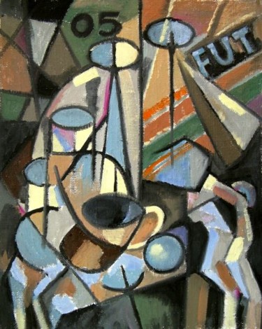 Картина под названием "Futuristic Still Li…" - Ixygon, Подлинное произведение искусства, Масло