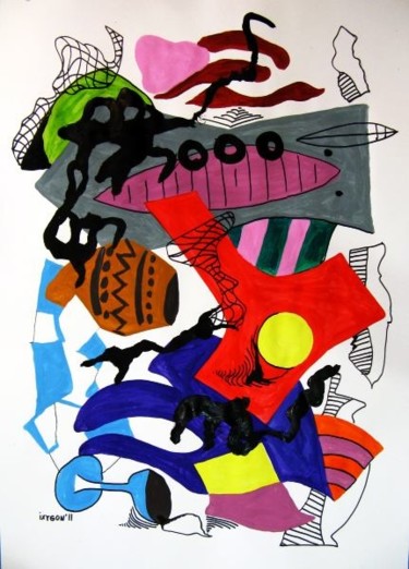Картина под названием "Abstract 84x60" - Ixygon, Подлинное произведение искусства, Масло