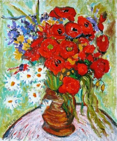 Картина под названием "Poppy flowers- Afte…" - Ixygon, Подлинное произведение искусства, Масло