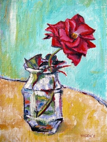 Картина под названием "Dark Rose" - Ixygon, Подлинное произведение искусства, Масло