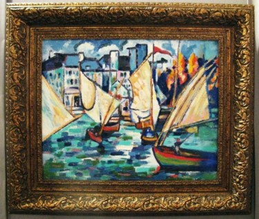 Картина под названием "Boats (after Vlamin…" - Ixygon, Подлинное произведение искусства, Масло