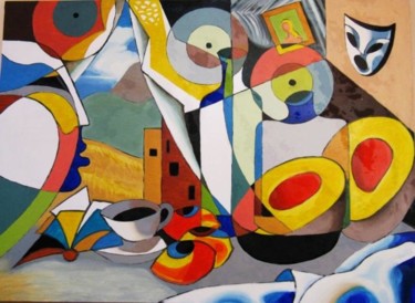 Картина под названием "Still Life With Pum…" - Ixygon, Подлинное произведение искусства, Масло