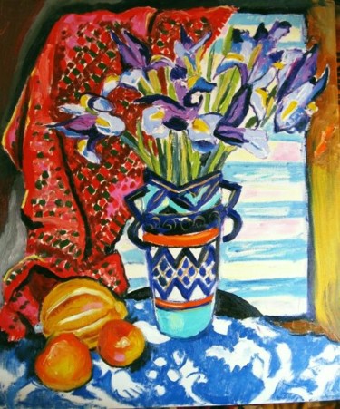 Картина под названием "Irises" - Ixygon, Подлинное произведение искусства