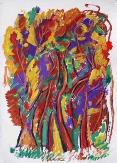 Картина под названием "Trees" - Ixygon, Подлинное произведение искусства, Масло