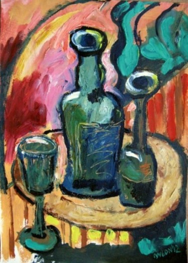 Картина под названием "Green Bottle" - Ixygon, Подлинное произведение искусства