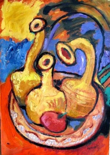Картина под названием "Pumpkin Jar" - Ixygon, Подлинное произведение искусства, Масло