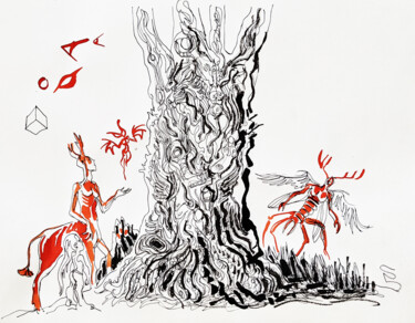Desenho intitulada "Le temps du Rêve" por Iza, Obras de arte originais, Tinta