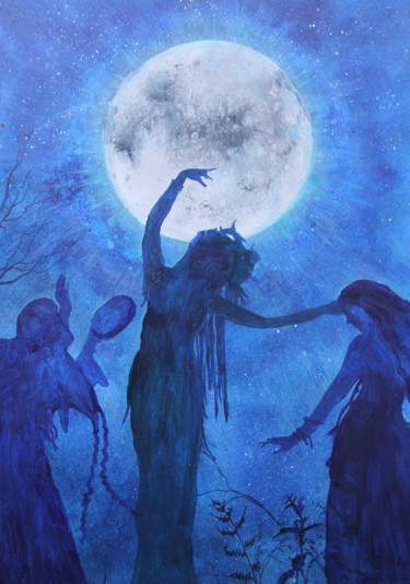 Malarstwo zatytułowany „Trinity of the Moon” autorstwa Izabela Ewa Ołdak, Oryginalna praca, Akryl