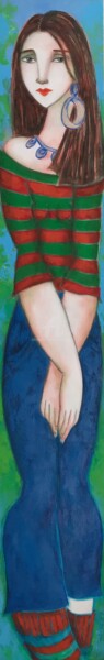 Peinture intitulée "Red & green stripes" par Izabela Rostkowska, Œuvre d'art originale, Acrylique