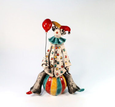 Sculpture titled "The Playful Clown,…" by Izisculptures, Original Artwork, Ceramics