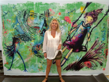Lorsque j'étais petite,,, IZa Zaro feat Anis Peinture intitulée "Lorsque j'étais pet…" par Iza Zaro, Œuvre d'art originale, Acrylique