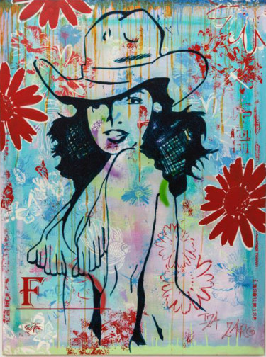 Peinture intitulée "CowGirl" par Iza Zaro, Œuvre d'art originale, Acrylique