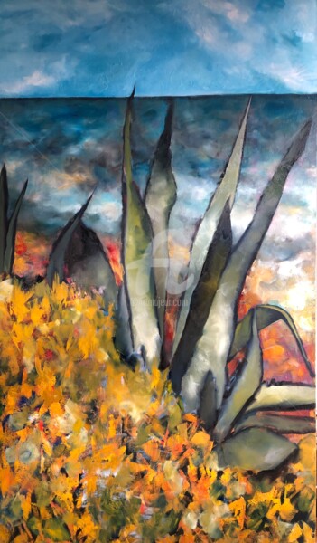 Картина под названием "Aloe" - Izla, Подлинное произведение искусства, Масло