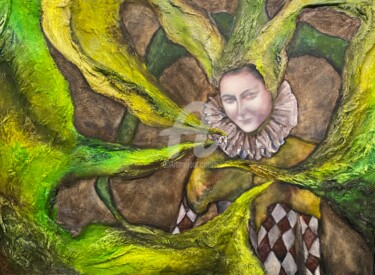 Pittura intitolato "Le nain vert" da Izla, Opera d'arte originale, Olio Montato su Telaio per barella in legno