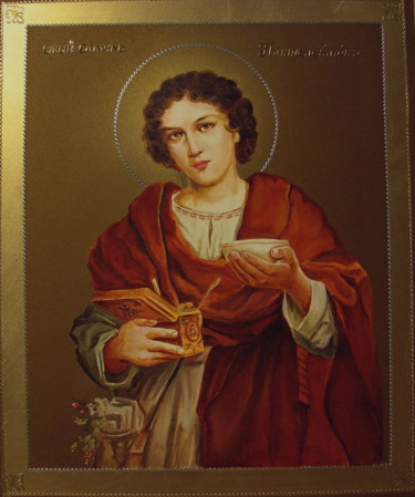 Painting titled "Holy Healer Pantele…" by Sergei Kolko, Original Artwork, Oil