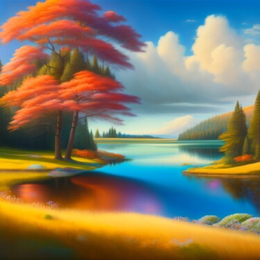 Digital Arts titled "Autumn in Montana #2" by Sergei Kolko, Original Artwork, Digital Painting